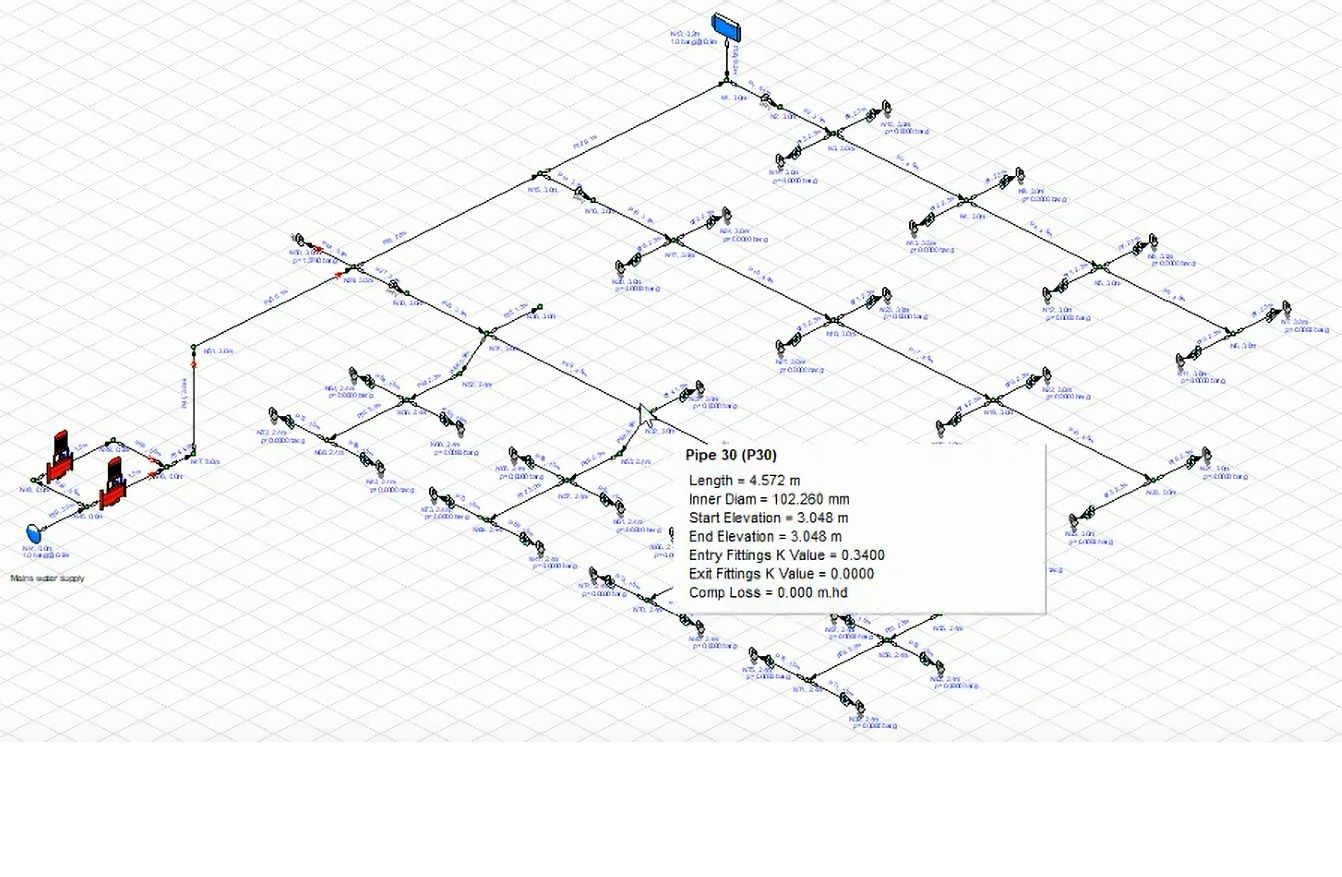 Fire Fighting System Design — engineering drawing